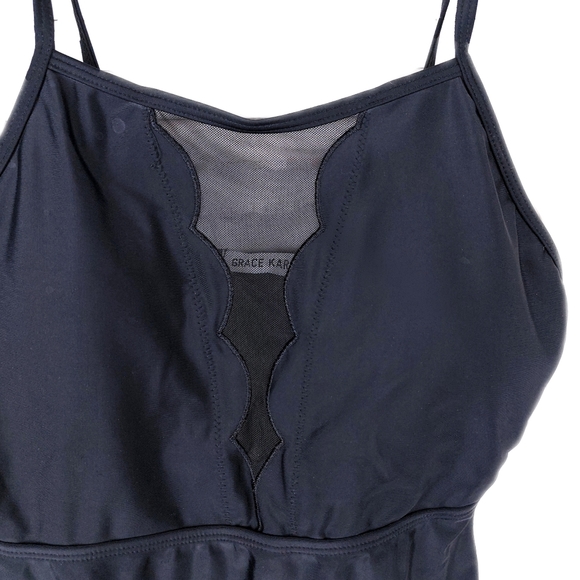NWT GRACE KARIN Women's 1 Piece Hi Waisted Mesh Scallop V Neck Monokini - Picture 7 of 11